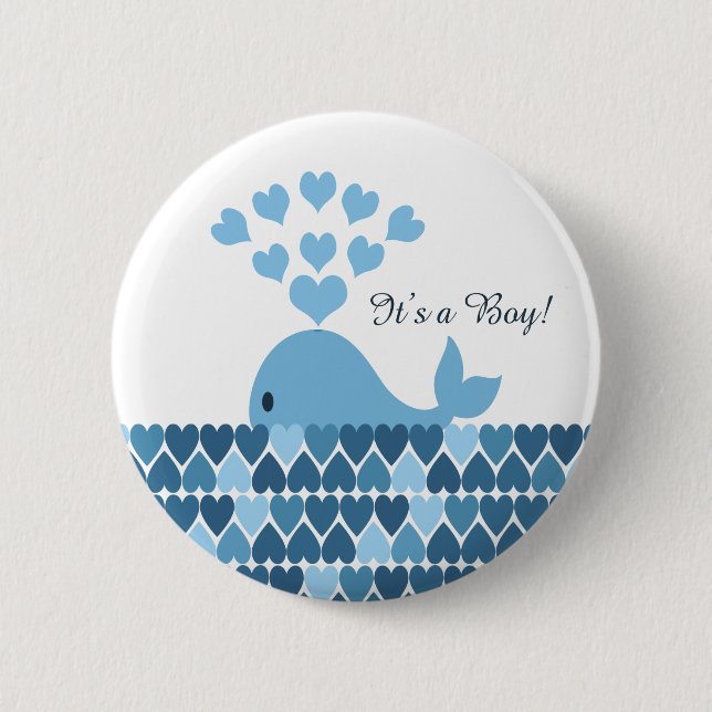 Det är en pojke! Cute Whale Knapp (Framsida)