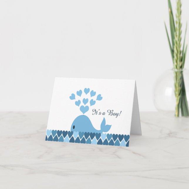 Det är en pojke! Cute Whale Meddelande (Framsida)