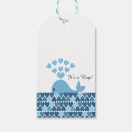 Det är en pojke Cute Whale Presentetikett