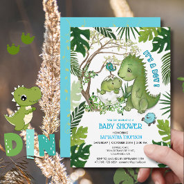 Det är en pojke! Dino Baby Shower Tropical Jungle Inbjudningar