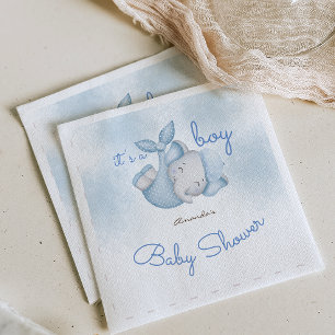 Det är en pojke elefant baby pojke shower blå pappersservett