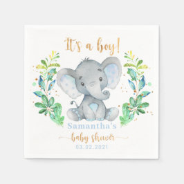 Det är en pojke! Elephant Baby Shower Napkins Pappersservett