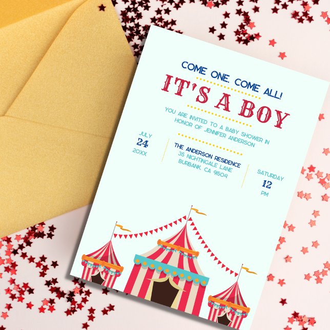 Det är en pojke eller flicka | Circus Baby Shower Inbjudningar (Skapare uppladdad)