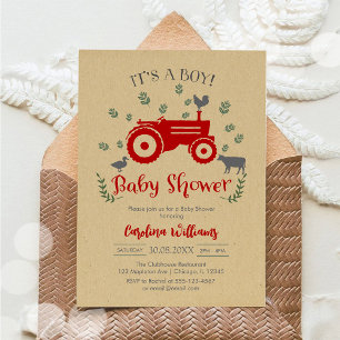 Det är en pojke Farm Traktor Baby Shower Inbjudan