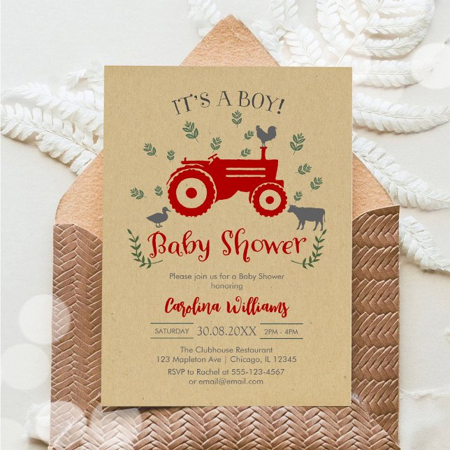 Det är en pojke Farm Traktor Baby Shower Inbjudan (Skapare uppladdad)