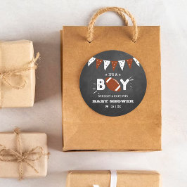 Det är en pojke! Fotbollsskor med samskjuten babys Runt Klistermärke