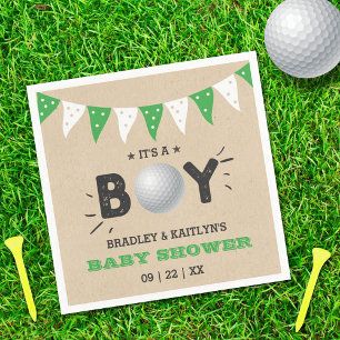 Det är en pojke! Golf Thenzed Co-ed Baby Shower Pappersservett
