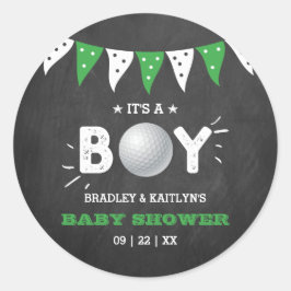 Det är en pojke! Golf Thenzed Co-ed Baby Shower Runt Klistermärke