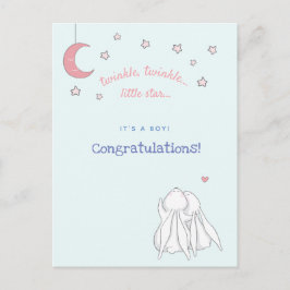 Det är en pojke! Grattisar - Cute Rabbits Vykort