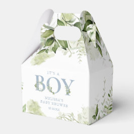 Det är en pojke Greenery Dusty Blue Baby Shower Presentaskar