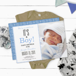 Det är en pojke! Inbjudan till foton från Blue Bab