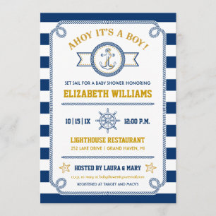 Det är en pojke!Inbjudan till Nautical Baby Shower Inbjudningar