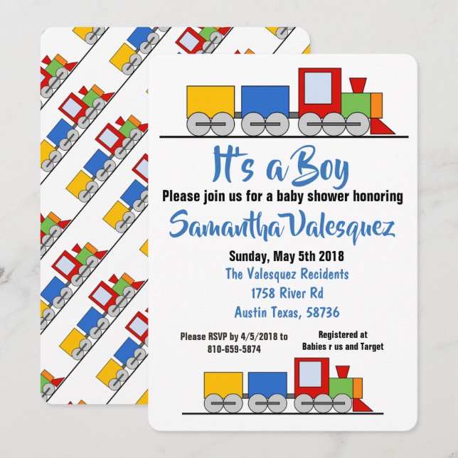 Det är en pojke inbjudningar (Fram/baksida)