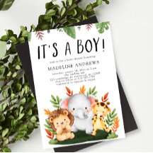 Det är en pojke Jungle Safari Animal Baby Shower