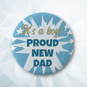 Det är en pojke! Knapp för stolt ny pappa