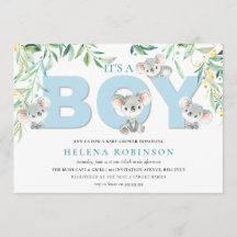 Det är en pojke Koala Spädbarn Baby Shower-inbjuda