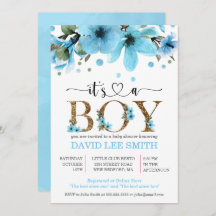 Det är en pojke Ljusblå och guld vattenfärg