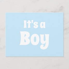 Det är en pojke, ljusblått vitt baby-meddelande vykort