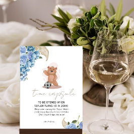 Det är en pojke med söt blå babydusch. poster