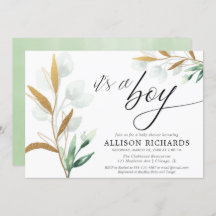 Det är en pojke modern barndusch i guld