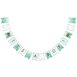 Det är en pojke, Nalle Grönt Baby Shower Vimplar