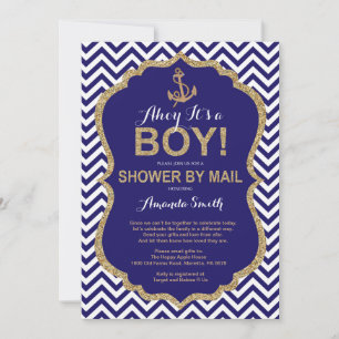 Det är en pojke! Nautical Baby Shower per mail Inbjudningar