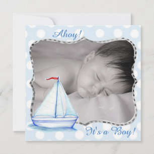 Det är en pojke, Nautical Birth Notice. Meddelande