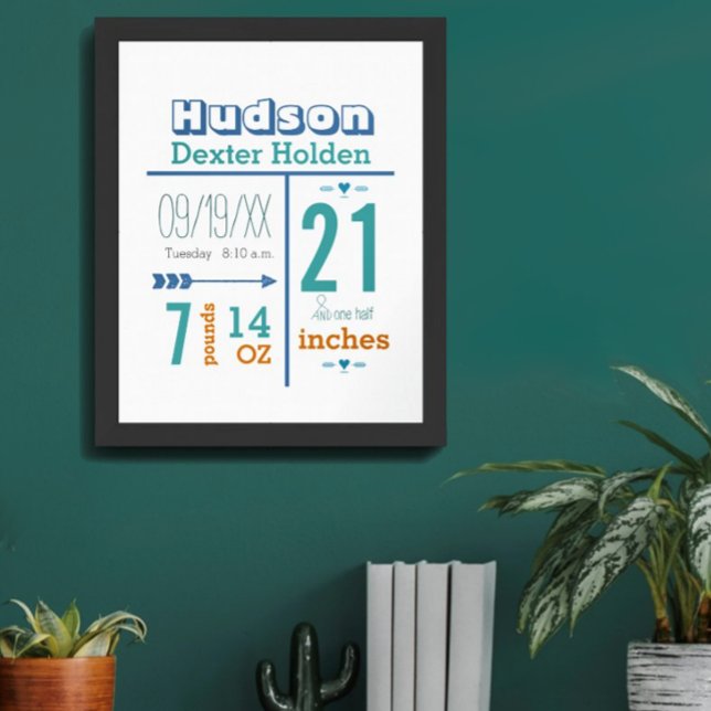 Det är en pojke! Ny baby statistik Söt pil Poster (Skapare uppladdad)
