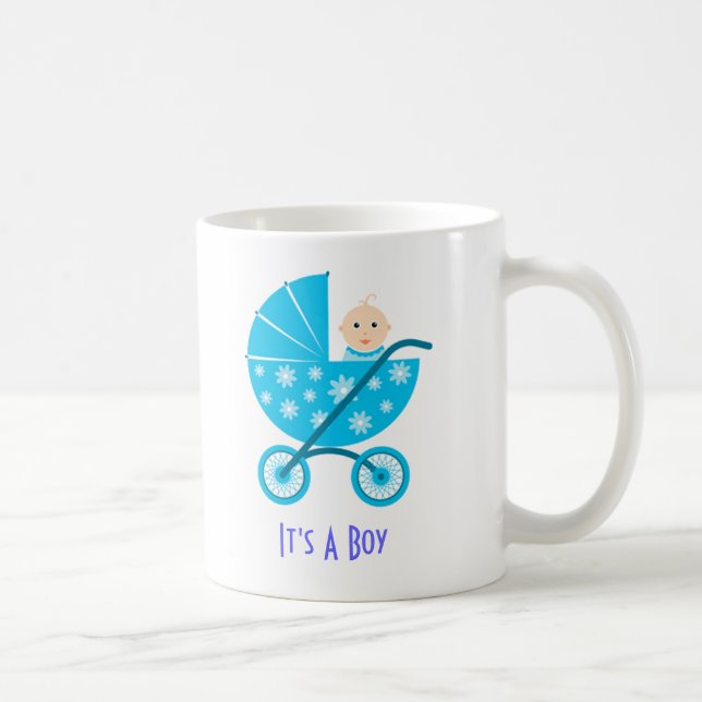 Det är en pojke: Nyfödd babyspara dateramuggen Kaffemugg (Höger)