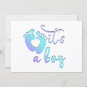 Det är en pojke Nyfödd bebis Shower Blue White Hea Inbjudningar