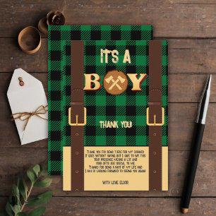 Det är en pojke Rustic Lumberjack Flanals Baby Sho Tack Kort