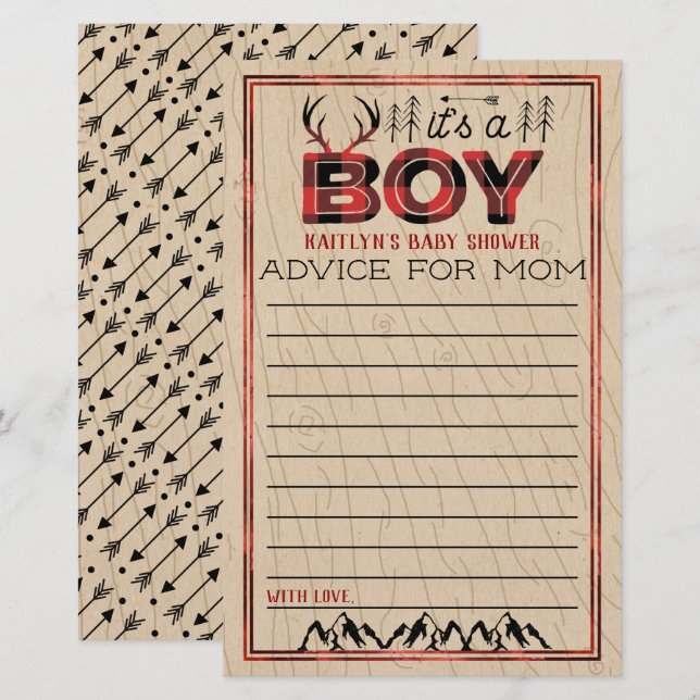 Det är en pojke! Rustic Play Lumberjack Baby Advic (Fram/baksida)