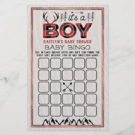 Det är en pojke! Rustic Play Lumberjack Baby Bingo