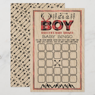 Det är en pojke! Rustic Play Lumberjack Baby Bingo