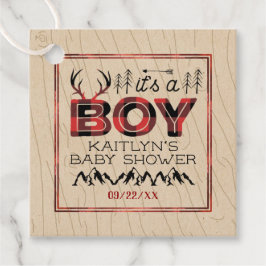 Det är en pojke! Rustic Play Lumberjack Baby Showe Gåvor Etiketter