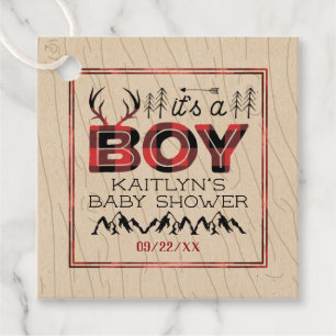 Det är en pojke! Rustic Play Lumberjack Baby Showe Gåvor Etiketter
