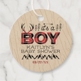 Det är en pojke! Rustic Play Lumberjack Baby Showe Gåvor Etiketter