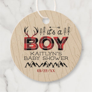 Det är en pojke! Rustic Play Lumberjack Baby Showe Gåvor Etiketter