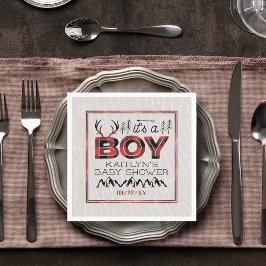 Det är en pojke! Rustic Play Lumberjack Baby Showe Pappersservett