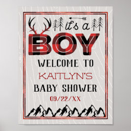 Det är en pojke! Rustic Play Lumberjack Baby Showe Poster