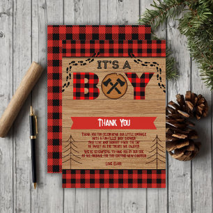 Det är en pojke, Rustic Wood Play Baby Shower Tack Kort