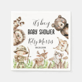det är en pojke Rustic Woodland Baby Shower Inbjud Pappersservett