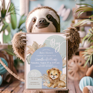 Det är en pojke Safari Theme Lejon Baby Shower Inbjudningar