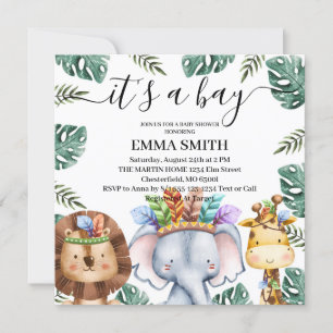 Det är en pojke Skogsdjur Skogs Baby Shower Inbjudningar