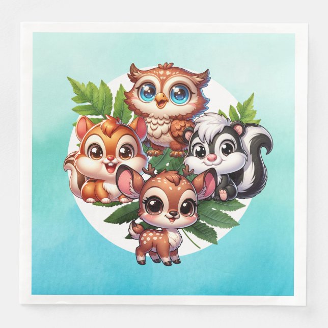 Det är en pojke | Skogskläder Babyskor Pappersservett (Framsida)