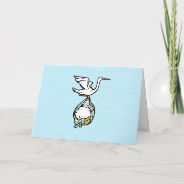 Det är en pojke som Stork föder Baby Meddelande (Framsida)