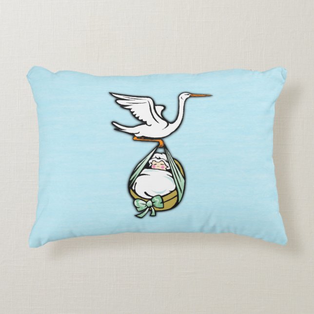 Det är en pojke som Stork föder Baby Prydnadskudde (Framsidan)