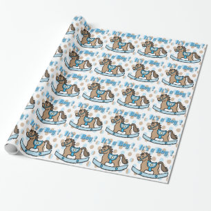Det är en pojke som vaggar hästbaby shower som presentpapper