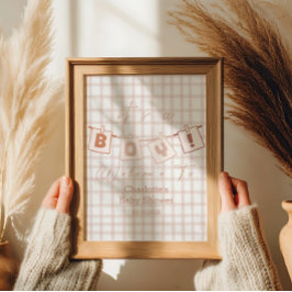 Det är en pojke! Söt Brun Gingham Notedry Välkomst Poster