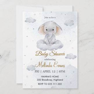 Det är en pojke söt elefant baby shower inbjudningar